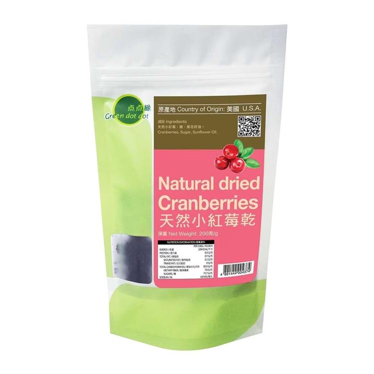 點點綠天然小紅莓乾  200g