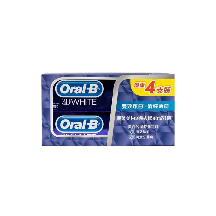 Oral-B 雙效炫白牙膏120克 (清檸薄荷) 4支裝