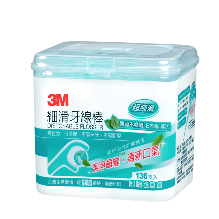 3M 薄荷木糖醇 細滑牙線棒136支(盒裝)